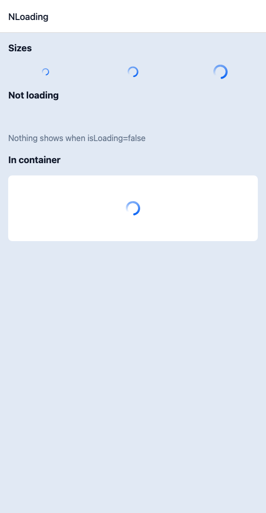 Loading running in the Nayan UI example app
