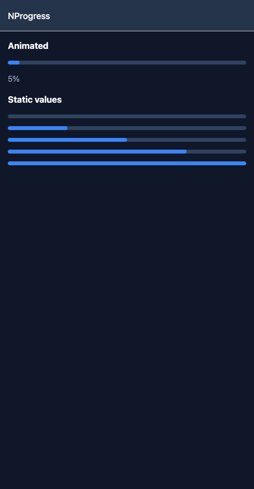Progress running in the Nayan UI example app