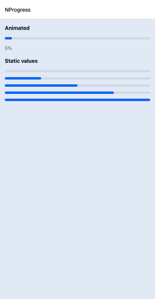 Progress running in the Nayan UI example app