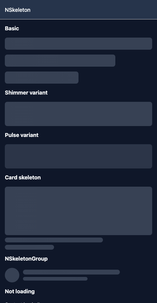 Skeleton running in the Nayan UI example app